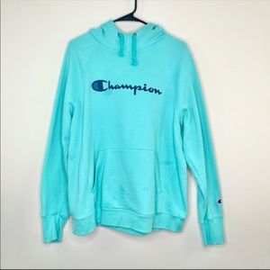 Champion Teal Logo Cowl Neck Pullover Sweatshirt